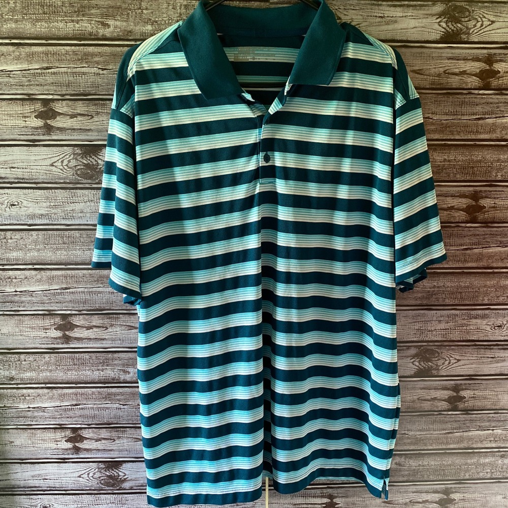 Nike Golf Men's Short-Sleeved Dri-Fit Polo Shirt Sz XL Striped Logo Standard Fit